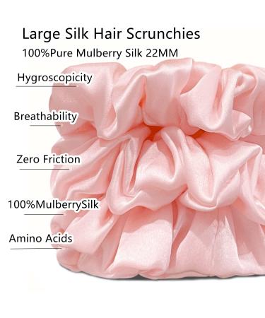 Suncdelv 100% Silk Scrunchies for Hair - 22 Momme Anti-crease & Breakage Hair Ties - Natural Women Hair Accessories - Pink - 3PCS - Buy Online on GoSupps.com