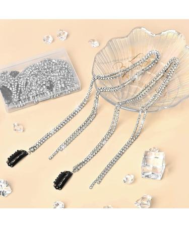 Jutieuo 6-Piece Rhinestone Hair Chains Set | Bling Crystal Hair Extension, Punk Tassel Clips | Silver Rhinestone Decorative for Women, Girls | Party Accessories | 18 with Storage Box - Buy Online on GoSupps.com