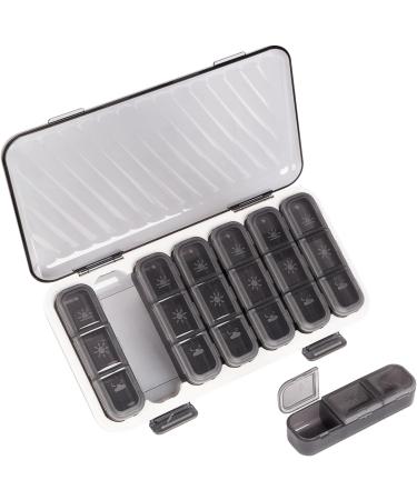 Weekly Pill Organizer 3X a Day - Black Medicine Organizer Box for Vitamins & Medications - Buy Online on GoSupps.com
