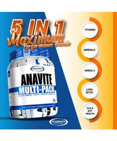 Gaspari Nutrition Anavite 5-in-1 Multi-Vitamin Pack with CLA, Omega 3s, Gut and Liver Detox - 30 Servings - Buy Online on GoSupps.com