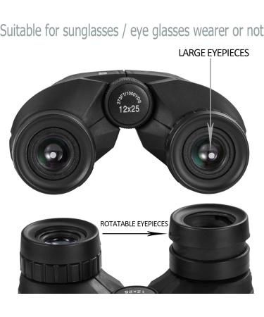Occer 12x25 Compact Waterproof Binoculars for Adults & Kids - Clear Low Light Vision, Large Eyepiece, High Power, Easy Focus - Ideal for Bird Watching, Hunting, Travel - Black - Buy Online on GoSupps.com