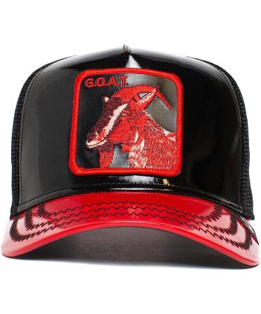 Goorin Bros. The Farm Unisex High Shine Faux Leather Snapback Trucker Hat in Black - Goaty McGoatface - Buy Online on GoSupps.com