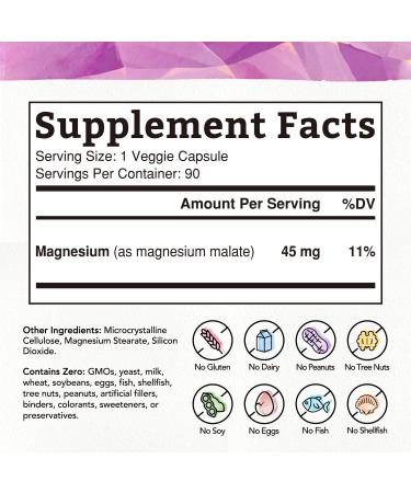 Bonawell High Absorption Magnesium Malate Capsules for Muscle Relaxation & Energy Production - 90 Ct Vegan & Non-GMO Formula - Buy Online on GoSupps.com