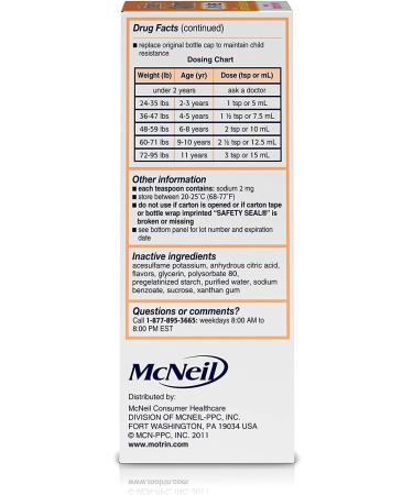 Motrin Children's Dye-Free Pain Reliever/Fever Reducer Original Berry Flavor 4 oz (2 Pack) - Buy Online on GoSupps.com