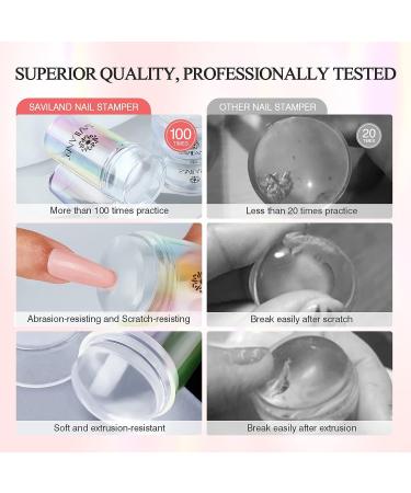 Saviland French Tip Nail Stamp Kit - 5PCS Gold Radium Jelly Stamper Set for French Manicure - Buy Online on GoSupps.com