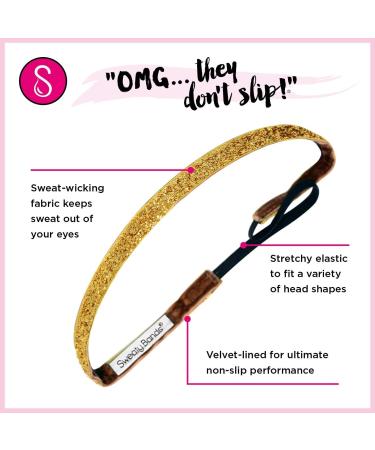 Sweaty Bands Viva Diva Pink Glitter Headband - Non-Slip Velvet-Lined Hairband for Women and Girls - Buy Online on GoSupps.com