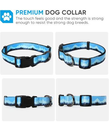 Heele Dog Collar for Small & Medium Dogs | Adjustable Patterned Collars in Azure Blue | Comfort & Durability Size L (40.5-65cm) - Buy Online on GoSupps.com