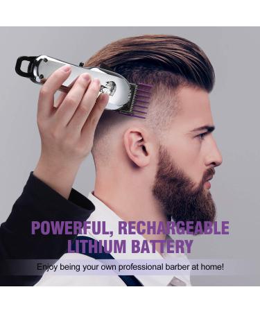 Professional Cordless Hair Clippers & Beard Trimmer Kit for Men - Home Barber Silver - Buy Online on GoSupps.com
