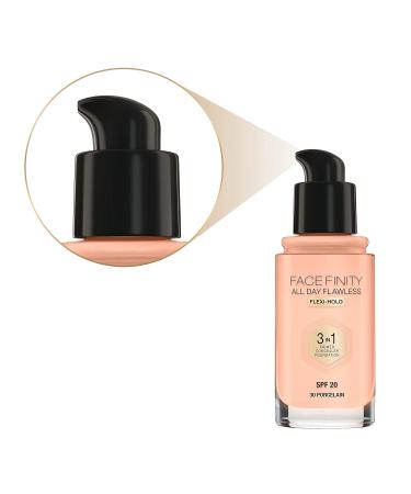 Max Factor Facefinity All Day Flawless 3-in-1 Foundation - Porcelain 30 ml | Primer Concealer & Foundation for Perfect Matte Finish - Shop Internationally - Buy Online on GoSupps.com