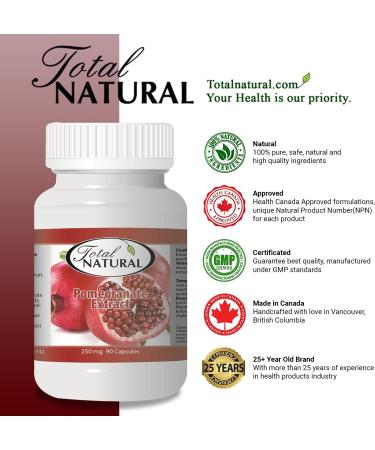 Pomegranate Extract 250mg 90c 1 bottle by Total Natural Kidney Care Powerful Antioxidant Skin Care Menopausal Symptom Relief - Buy Online on GoSupps.com