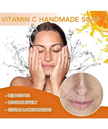 Vitamin C Soap Bar Natural Soap Orange Body Soap Bar Vitamin C Handmade Soap Hand Face Cleansing & Moisturizing Soap Bars for Face and Body Solid Soap for Reducing Acne and Scar Improve Skin Tone - Buy Online on GoSupps.com