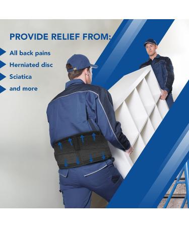 MoveFix Copper Infused Back Brace for Men and Women - X-Large Black - Lower Back Pain Relief, Heavy Lifting Support, Scoliosis - Back Support Belt - Buy Online on GoSupps.com