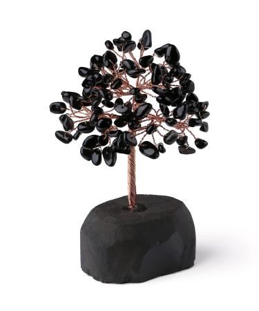 Xiannvxi crystals money tree life tree decoration feng shui obsidian crystal tree natural gemstones stones decoration Tree of life drum stones base bonsai tree decorative article home decor c-obsidian