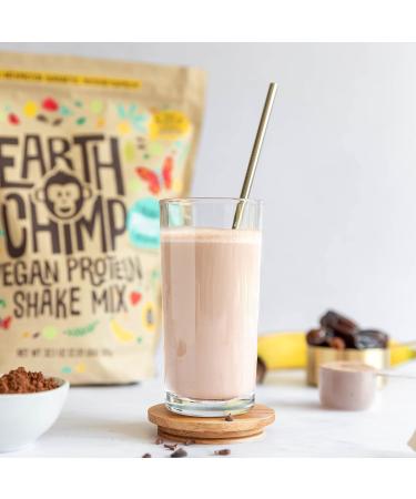 EarthChimp Organic Vegan Protein Powder - 26 Servings, 32 Oz - Vanilla Flavor with Probiotics, Digestive Enzymes - Plant Based, Dairy Free, Non GMO, Gluten Free, Gum Free - Includes Scoop - 2 Pound Pack - Buy Online on GoSupps.com