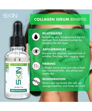 Collagen Face Serum SKINAPEEL Anti Aging Serum for Face & Neck 30ml - Anti Wrinkle Boosting Complex Facial Serum Ideal for Use with Derma Rollers - MADE IN THE UK - Buy Online on GoSupps.com