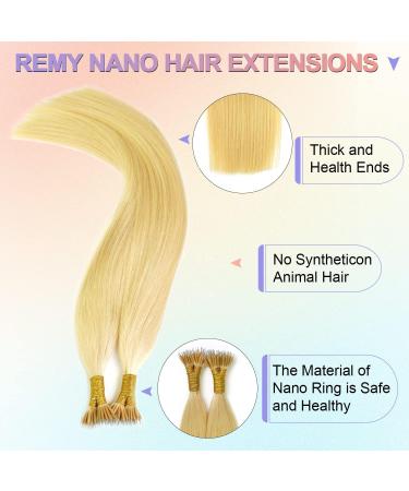 KOCONI 20 Bleach Blonde Nano Rings Human Hair Extensions Double Drawn - 50g, 1g/Strand, 20 inch #24 Platinum Blonde - Buy Online on GoSupps.com
