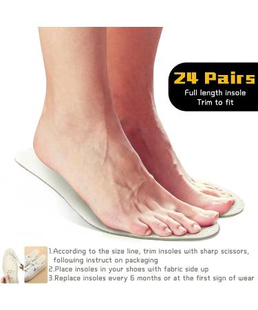 Vabean Breathable Shoe Inserts - 24 Pairs | Latex Insoles for Men & Women | Cut to Fit, Sweat Stopping with Soft Cushioning & Holes | Unisex Walking Comfort Insole - Men 7-11, Women 3-8 - Buy Online on GoSupps.com