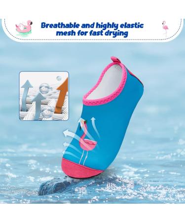Kids Beach Swim Shoes | Non-Slip Quick Dry Aqua Socks for Boys Girls | UK 7/7.5 Child | Flamingo Blue - Buy Online on GoSupps.com