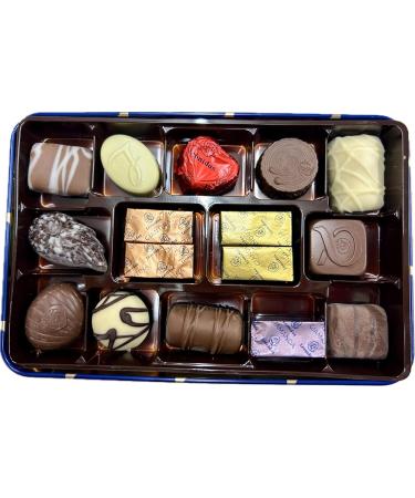 Leonidas Heritage Fine Belgian Chocolate Blue TIn Assortment Filled with Our Most Popular Pieces Milk White & Dark (16 Piece Blue Tin 240g) - Buy Online on GoSupps.com