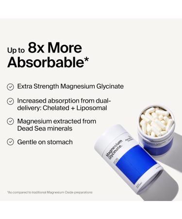 Magnesium Glycinate 1000mg - Liposomal Magnesium Bisglycinate for Max Absorption - Extra Strength to Support Body and Mind, Non-Laxative, Vegan, Gluten-Free - 120 Capsules - Buy Online on GoSupps.com