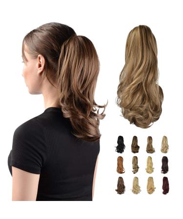 Sofeiyan 13" Ponytail Extension Long Curly Ponytail Clip in Claw Hair Extension Natural Looking Synthetic Hairpiece for Women Brown & Blonde Brown & Blonde 13"Claw Clip in