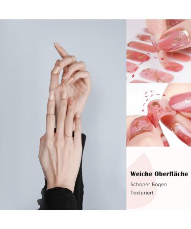 Danni & Toni Half-Hardened Gel Nail Films Biachide Dreams Pale Brown Pink Gold Foil Self-Adhesive Nail Stickers 28 Wraps Perfect for DIY Nail Art - Buy Online on GoSupps.com