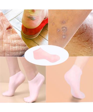 Silicone Moisturizing Socks for Women Foot Mask Peel Socks for Dry Cracked Feet and Hard Skin Removal Gel Socks for SPA Beach Gift (Pink) - Buy Online on GoSupps.com