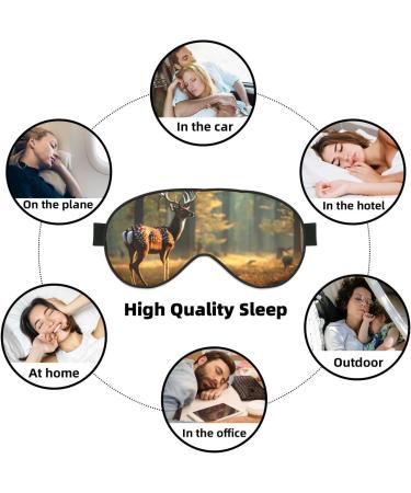 Deer Print Unisex Sleep Mask - Double-Sided Eye Mask for Sound Sleep & Skin Care - Black - Buy Online on GoSupps.com