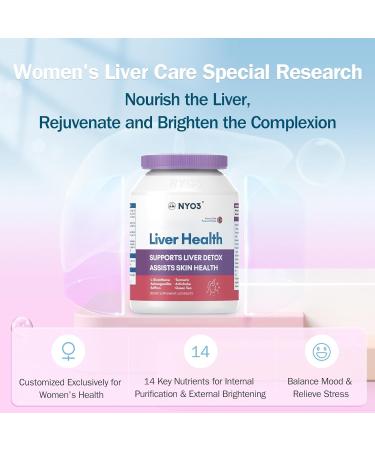 NYO3 Liver Health with Turmeric MSM Artichoke & Dandelion Support Liver Detoxify & Assist Skin Health Designed Exclusively for Women 60 Tablets - Buy Online on GoSupps.com
