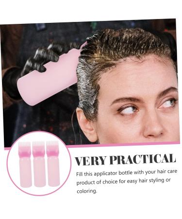 FRCOLOR 3pcs Medicine Bottle Applicator Set Shampoo Color Dye Root Bottle & Scalp Scrubber | Pink Perfect for Home Hair Coloring - Buy Online on GoSupps.com