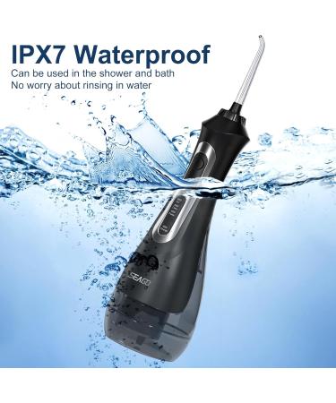 SEAGO Cordless Water Flosser - Portable Dental Water Irrigator with 5 Jet Tips | Rechargeable Teeth Cleaner for Adults - 833G Black - Buy Online on GoSupps.com
