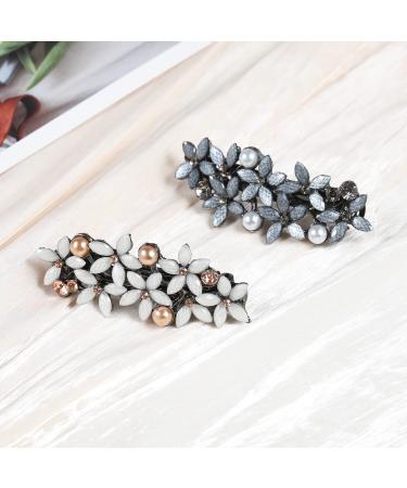 Chicamy Elegant Strass Flower Hair Clips - Vintage Jewelry for Women & Girls in Champagne Pink & Silver Gray - 2 Piece Set - Buy Online on GoSupps.com