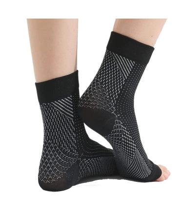 2 Pairs Dr Sock Soothers - Dr Sock Soothers Compression Socks, Dr Sock Soothers for Neuropathy, Anti Fatigue Compression Foot Sleeve Support Brace Sock (L/XL, Black) L/XL Black