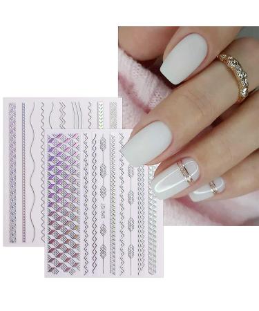 JMEOWIO Glitter Holographic Nail Art Stickers - 12 Sheets Self-Adhesive Decals for Stunning Nail Designs | Aurora Nail Supplies & Decorations - Buy Online on GoSupps.com