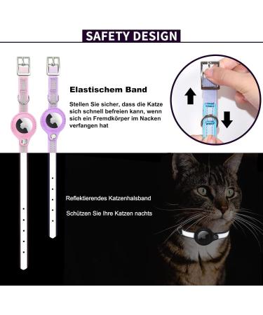 Leather Airtag Cat Collar - Adjustable GPS Tracking Neck Band for Small Medium & Large Cats - Anti-Losing Reflective Design - Buy Online on GoSupps.com