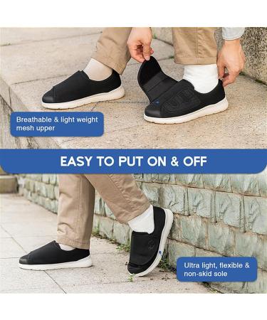 DENACARE Women's Wide Width Lightweight Shoes with Adjustable Closure for Diabetic Edema - SW2 7 Wide Dk-black - Buy Online on GoSupps.com