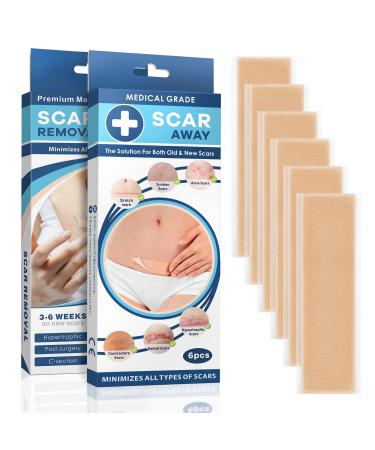 Scar Away Silicone Scar Sheets - Healing Keloid C-Section Tummy Tuck stretching mark Surgery Scars Treatment - 5.7x1.57 6Packs (6 Packs)