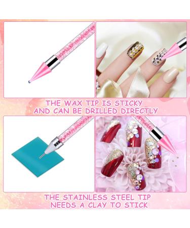 Double-Sided Strass Picker Tool & Dotting Tool with Wax Head for Rhinestones - Colorful Point Drilling Pencil & Storage Box (Pink) | International Shipping - Buy Online on GoSupps.com