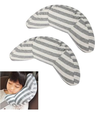 Kids Car Seat Belt Shoulder Pad 2pcs - Soft Comfort & Safety Cushion for Children - Grey Stripe - Universal Fit - Travel Pillow & Neck Support - Car Accessories for Boys & Girls - Buy Online on GoSupps.com