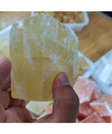 Natural Crystal Rough Natural Crystal 200-900g Natural Transparent Yellow Optical Calcite Orange Crystal Stones and Rough Specimen Gemstone Specimen (Size : 200-250g) - Buy Online on GoSupps.com