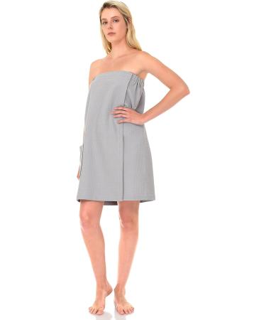 TowelSelections Women's Waffle Spa Towel Wrap - Harbor Mist Gray (L/XL) - Buy Online on GoSupps.com