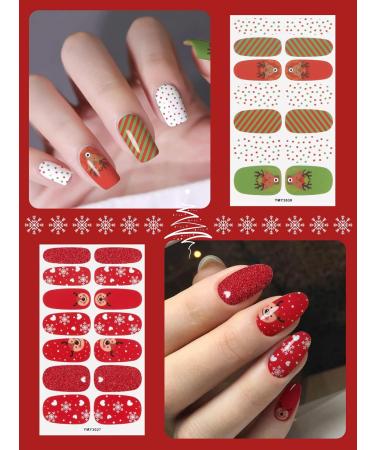 12 Sheets Christmas Nail Stickers Wraps EBANKU Adhesive Full Nail Wraps Santa Claus Snowflake Elk Design Nail Art Decals Strips with 1 Piece Nail Files for Women Girl Christmas Nail Decoration - Buy Online on GoSupps.com