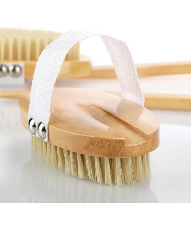 Com-Four 2x Bathing Brush Set - Long Removable Stem Wooden Back Brush for Showering & Swimming - Massage & Wellness - Brown (2 Pieces) - Buy Online on GoSupps.com