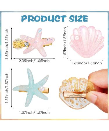 12-Piece Shell Pearl Starfish Hair Clip Set - Acrylic Resin Beach Wedding Accessories (Chic Blue & Elegant Style) - Buy Online on GoSupps.com