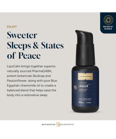 Quicksilver Scientific LipoCalm - Liposomal GABA with Herbs for Relaxation Support - Chamomile Passionflower Herb & Skullcap Supplement for Peace of Mind & Sleep Calm Support (1.7oz / 50ml) - Buy Online on GoSupps.com