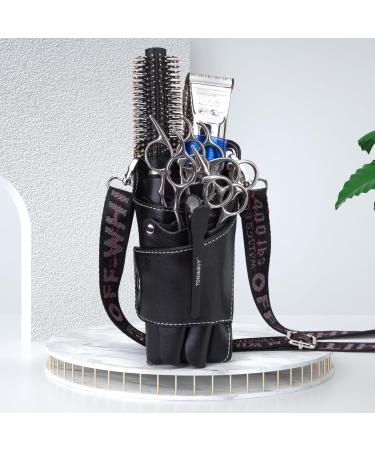 Niaoszhex Hairdressing Belt Bag Hairdressing Tools Waist Belt Bag Scissor Bag Haircut Hairdresser Tools Bag with Adjustable Shoulder Strap for Combs Razors Shears Clips (LQ-XT Black) LQXT Black