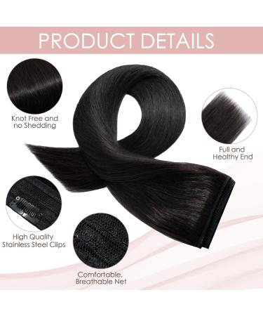 One Piece Hair Extensions Human Hair Clip in Remy Real Hair Extension Natural Straight #1B Natural Black (16 inch-45 grams) 3/4 Full Head - Buy Online on GoSupps.com