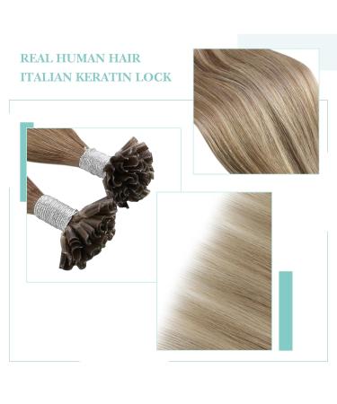 Youngsee Ombre Bonding Extensions - Real Hair U-Tip Brown to Blonde 50cm | Premium Quality 50g #8A/60/8A - Buy Online on GoSupps.com