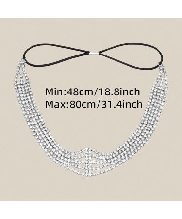 Silver Rhinestone Multi Layered Forehead Headband for Women and Girls - Bridal Elastic Crystal Head Chain | FRDTLUTHW - Buy Online on GoSupps.com
