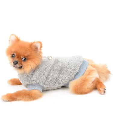 Smalllee Lucky Store Sherpa Fleece Sweater Vest for Small Dogs & Cats - Turtleneck D-Ring Soft Sweatshirt for Yorkies & Chihuahuas - Warm Autumn Winter Clothing in Gray (Size L) - Buy Online on GoSupps.com